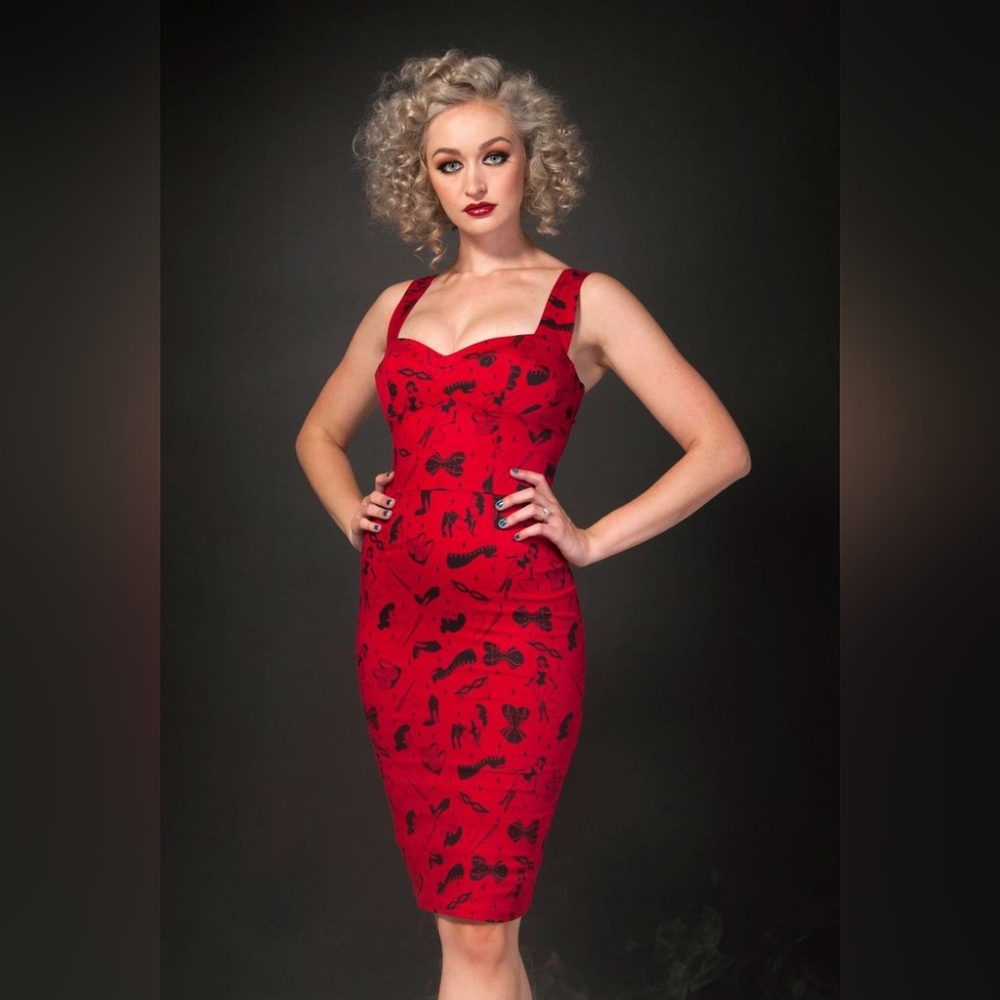 Rare -- Pinup Girl Clothing Couture Deadly Dames Varla Dress Fetish